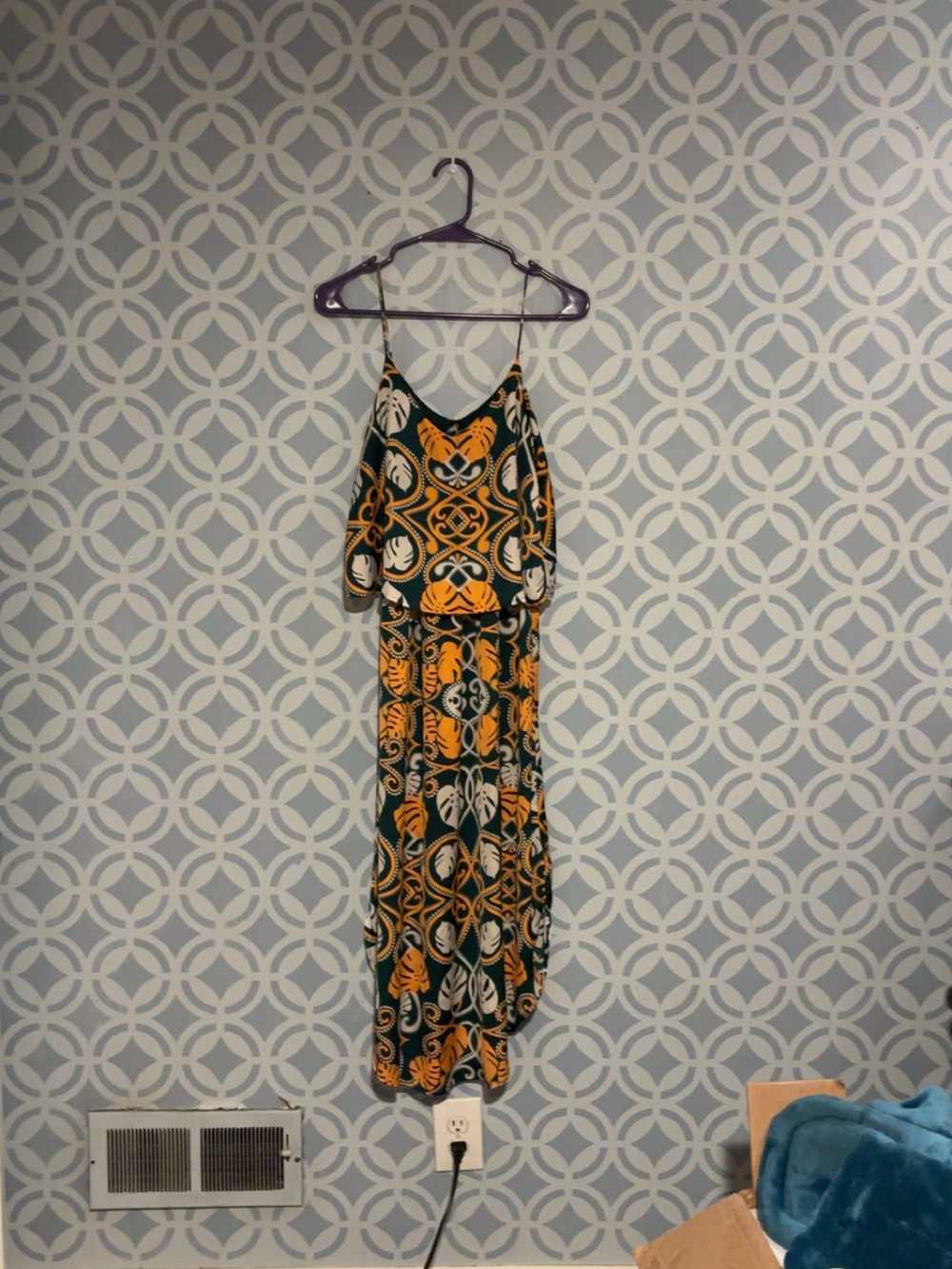 H&M Green, Mustard & Cream Patterned Maxi Dress